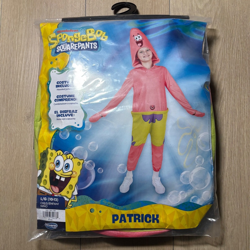 Nickelodeon Patrick Star SpongeBob Halloween Costume Jumpsuit Kids Youth 10-12